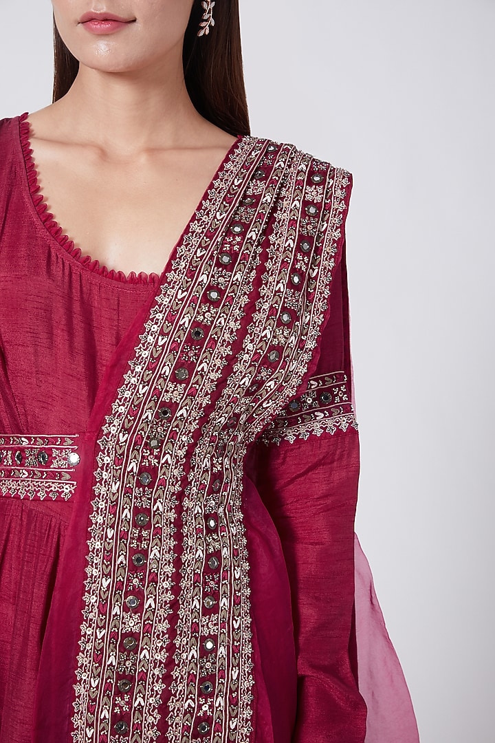 Fuchsia Pink Embroidered Wedding Anarkali Set by Ridhima Bhasin at Pernia's Pop Up Shop