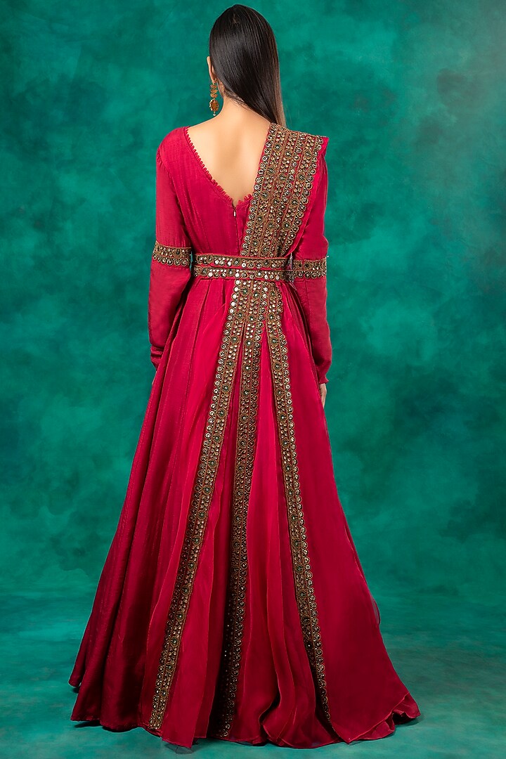Fuchsia Embroidered Wedding Anarkali Set by Ridhima Bhasin at Pernia's Pop Up Shop