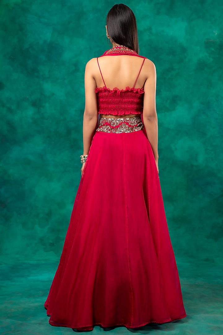 Fuchsia Embroidered Wedding Lehenga Set by Ridhima Bhasin at Pernia's Pop Up Shop