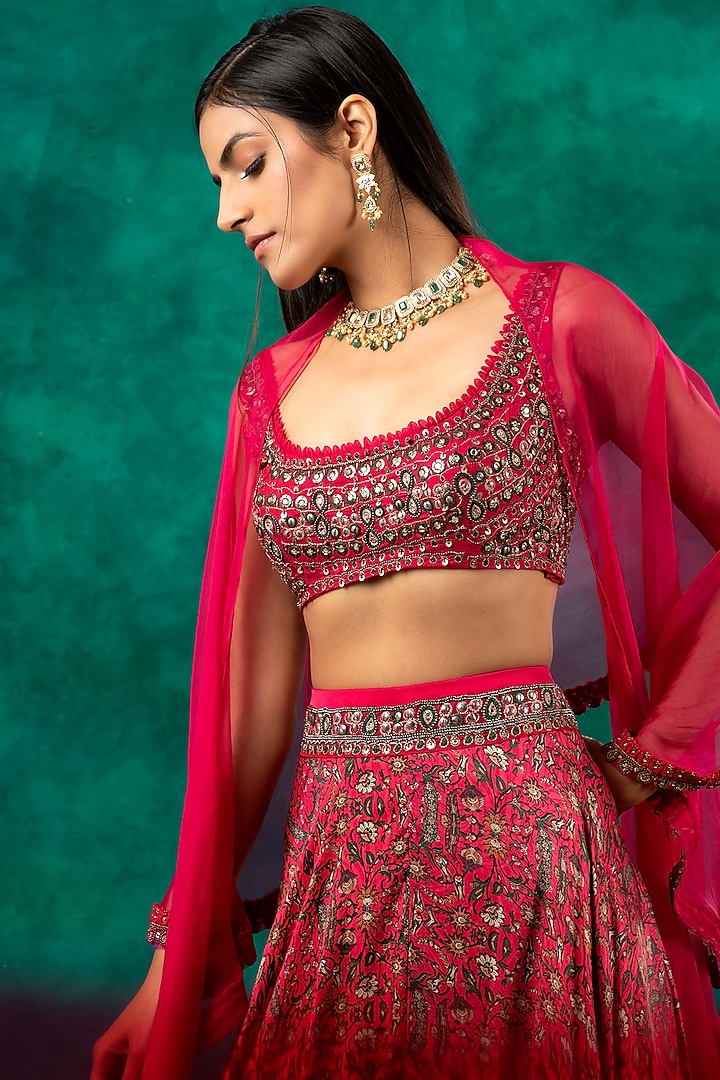 Pink Embroidered Wedding Lehenga Set by Ridhima Bhasin at Pernia's Pop Up Shop