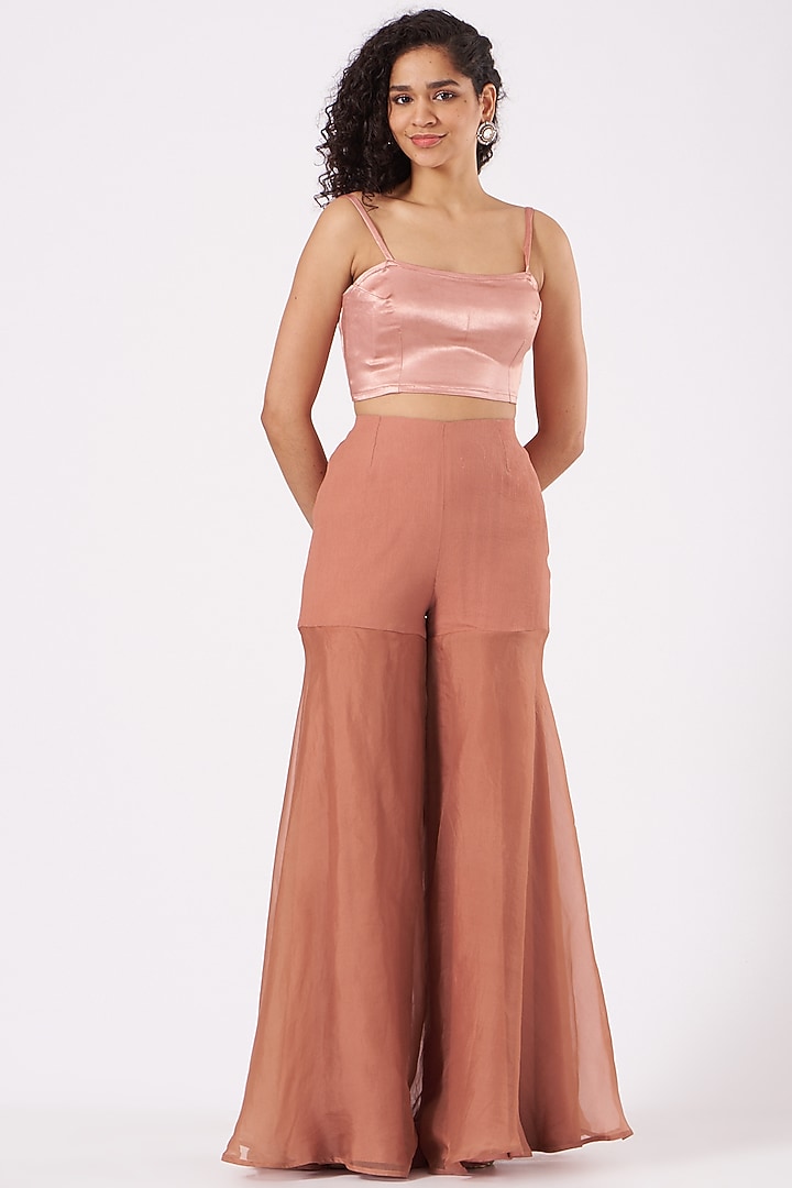 Coral Organza Wedding Sharara Set by Ridhima Bhasin at Pernia's Pop Up Shop