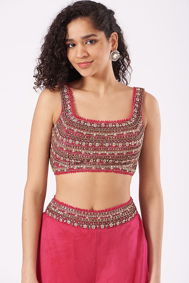 Fuchsia Georgette Wedding Sharara Set by Ridhima Bhasin at Pernia's Pop Up Shop