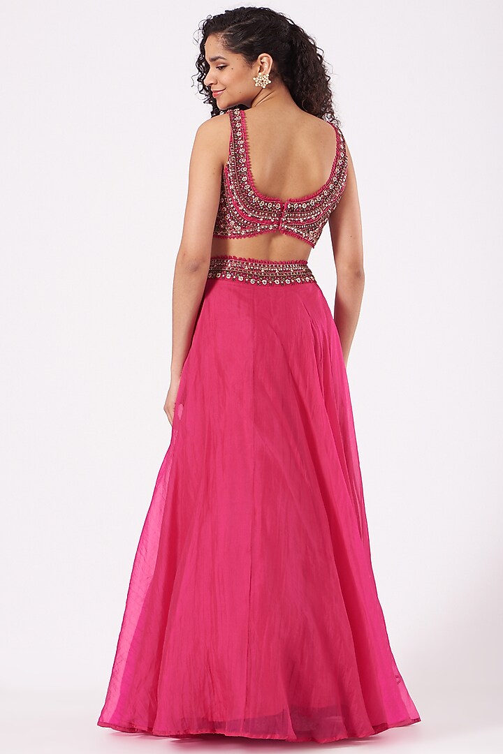 Fuchsia Embroidered Wedding Lehenga Set by Ridhima Bhasin at Pernia's Pop Up Shop