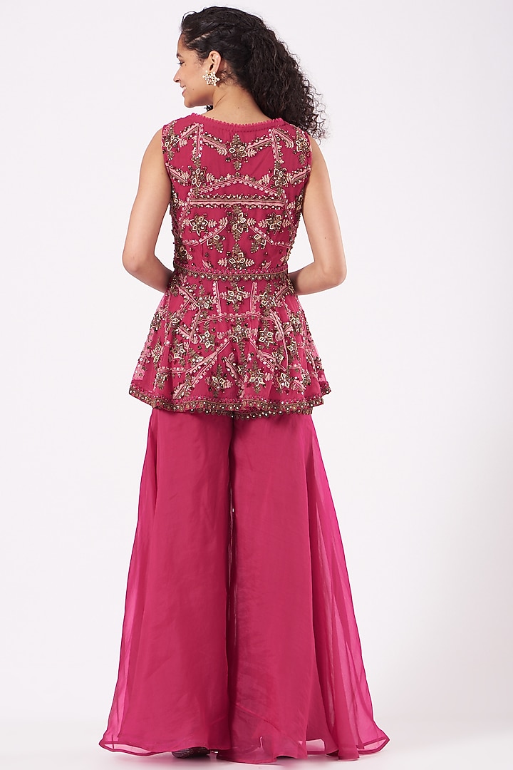 Fuchsia Embroidered Bridal Sharara Set by Ridhima Bhasin at Pernia's Pop Up Shop