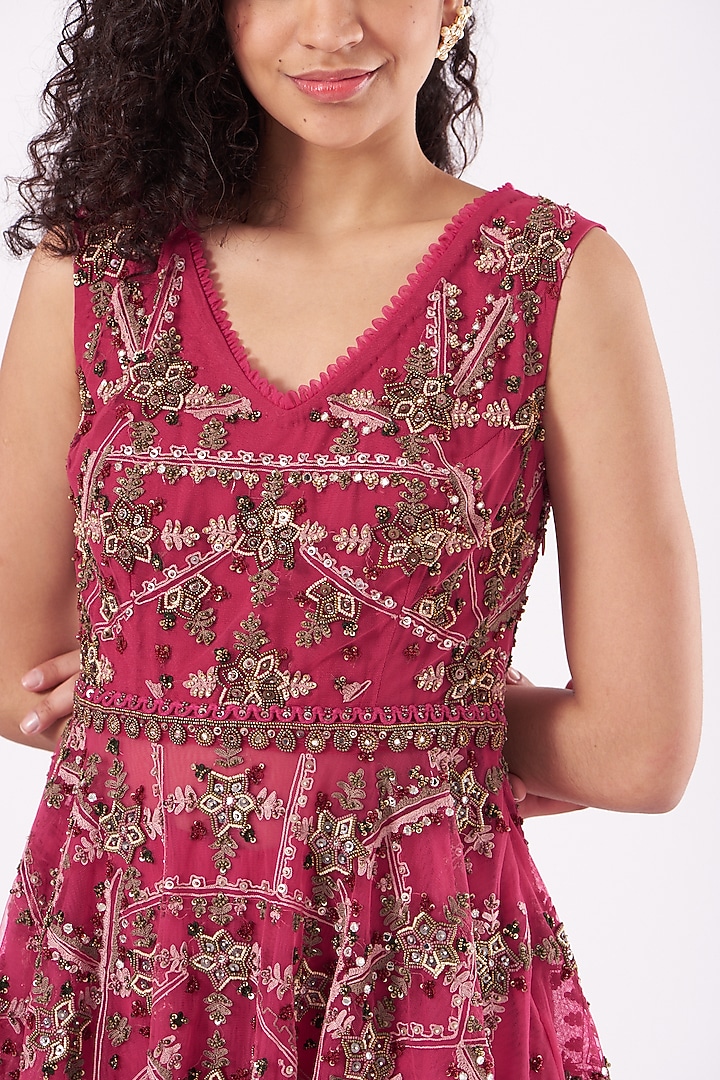 Fuchsia Embroidered Bridal Sharara Set by Ridhima Bhasin at Pernia's Pop Up Shop