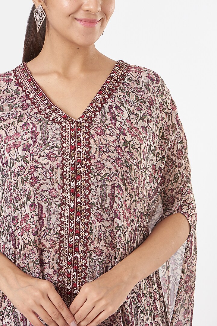 Beige Printed Kaftan Set by Ridhima Bhasin at Pernia's Pop Up Shop