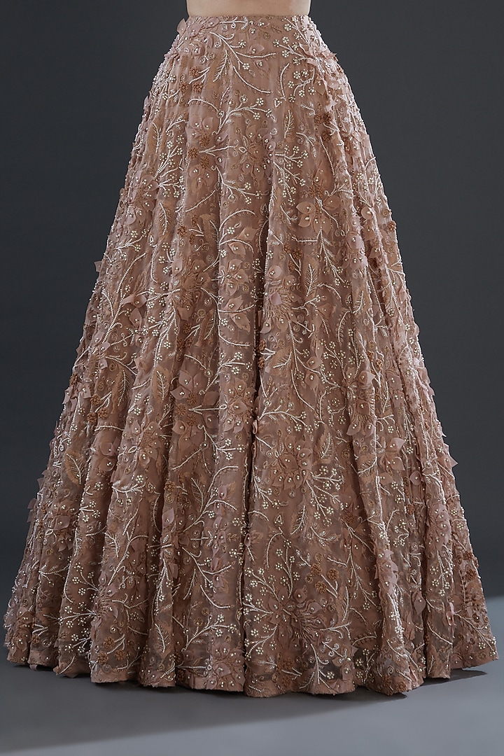 Blush Pink Organza & Tulle Embroidered Bridal Lehenga Set by Ridhima Bhasin at Pernia's Pop Up Shop