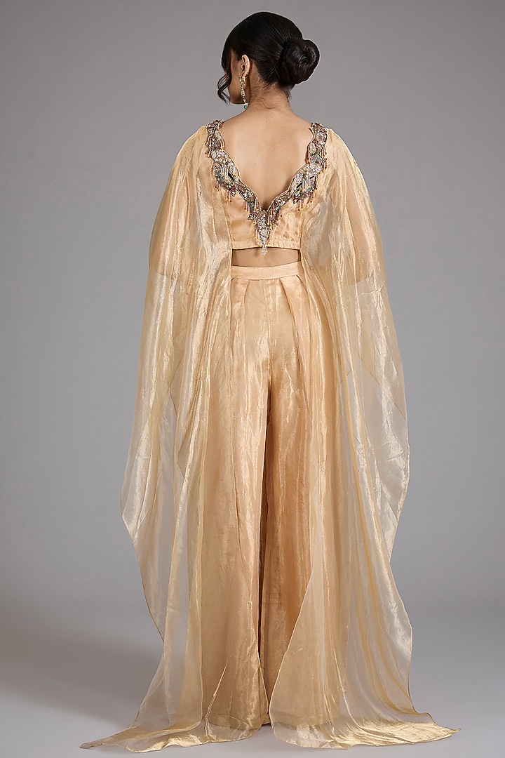 Gold Foil Tissue Embellished Kurta Set by Ridhima Bhasin at Pernia's Pop Up Shop
