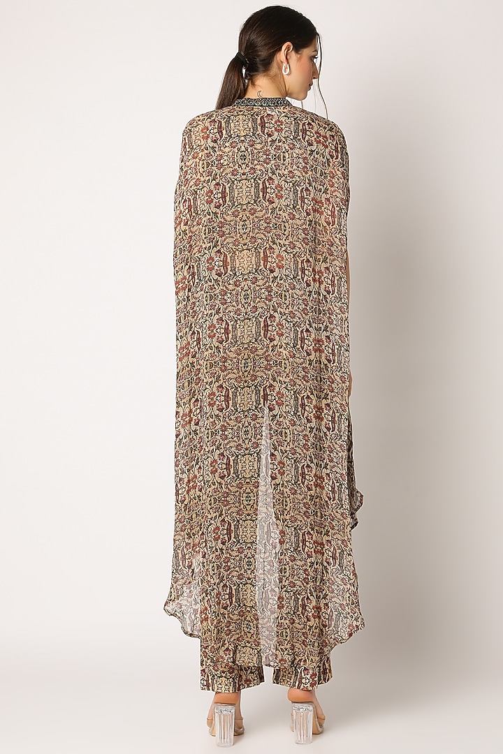 Beige Green Printed Pant Set by Ridhima Bhasin at Pernia's Pop Up Shop