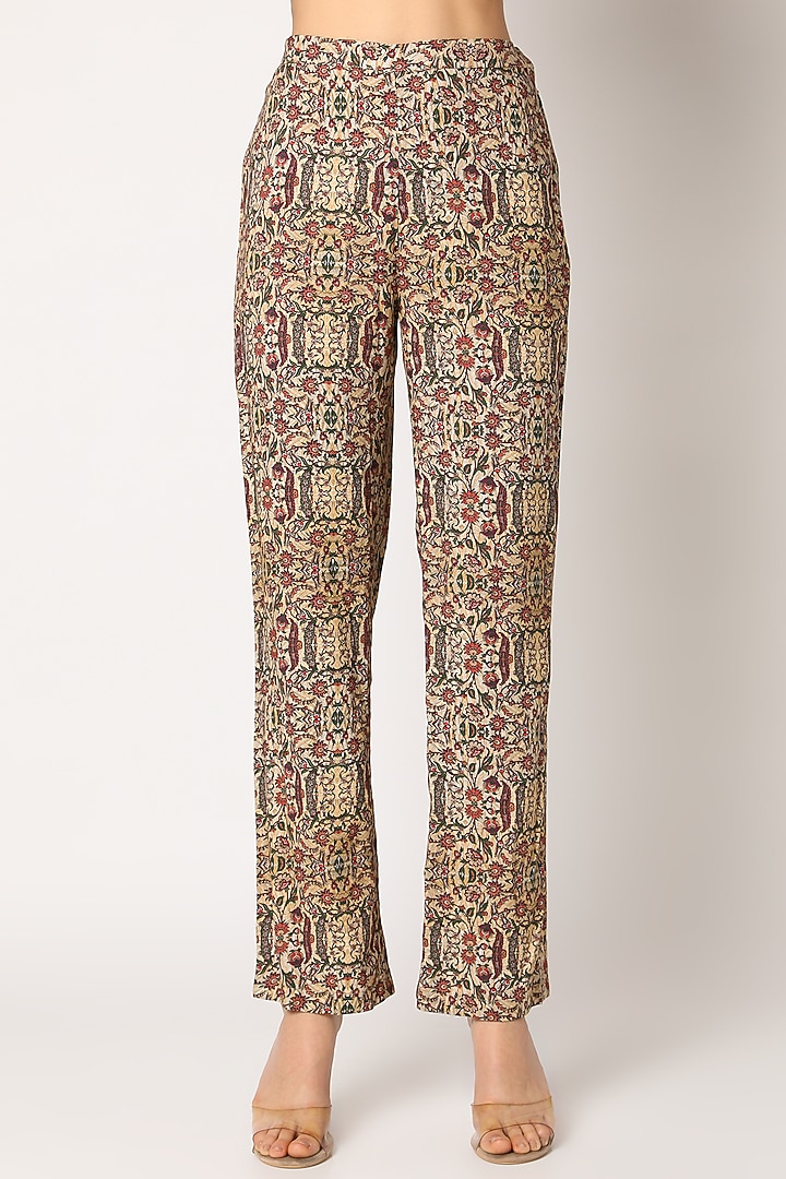 Beige Green Printed Pant Set by Ridhima Bhasin at Pernia's Pop Up Shop