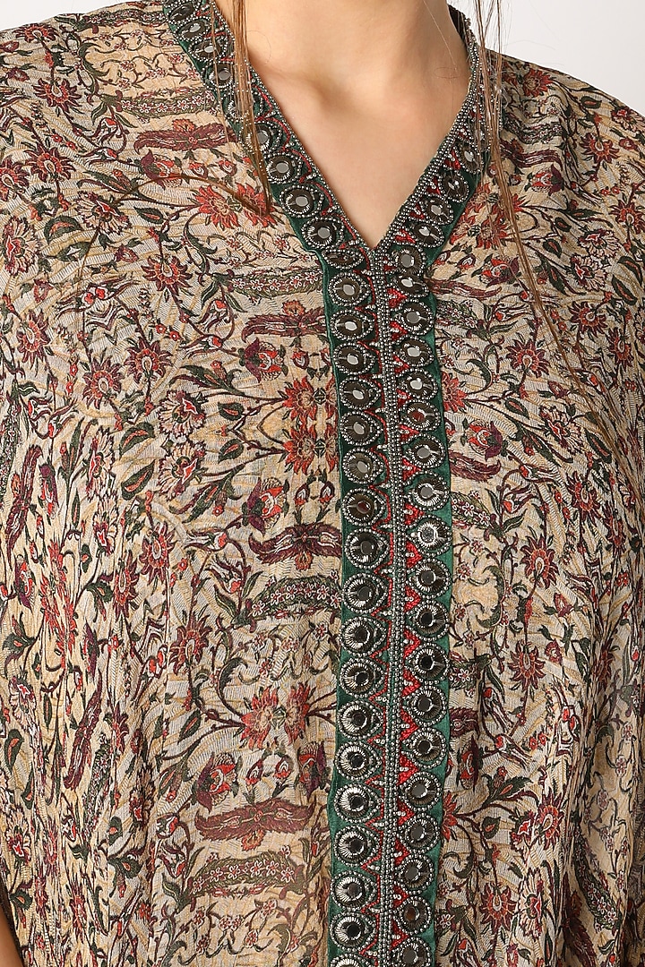 Beige Green Printed Pant Set by Ridhima Bhasin at Pernia's Pop Up Shop