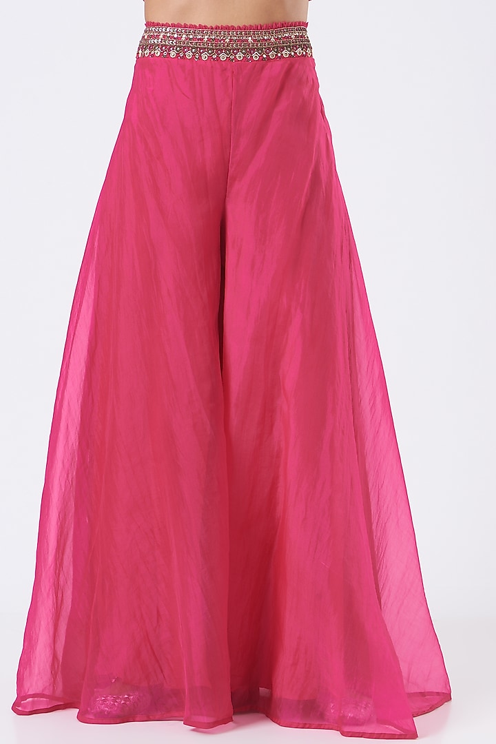 Fuchsia Georgette Wedding Sharara Set by Ridhima Bhasin at Pernia's Pop Up Shop