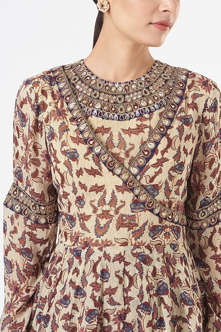 Beige Printed Wedding Sharara Set by Ridhima Bhasin at Pernia's Pop Up Shop
