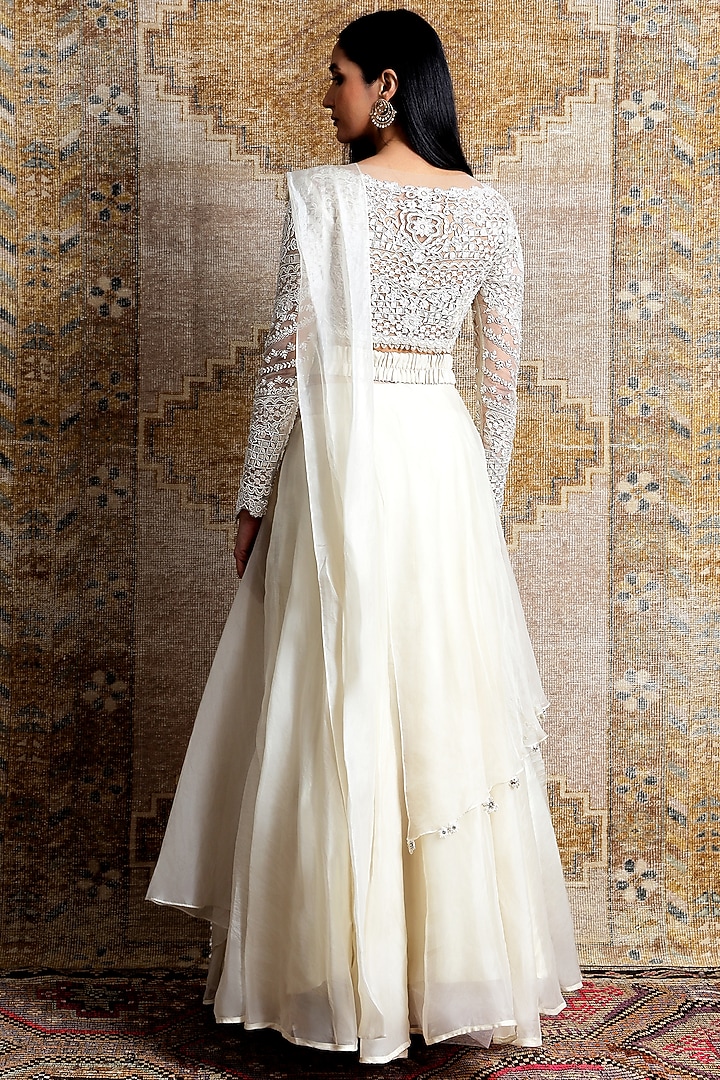Ivory Hand & Machine Embroidered Wedding Lehenga Set by Ridhima Bhasin at Pernia's Pop Up Shop