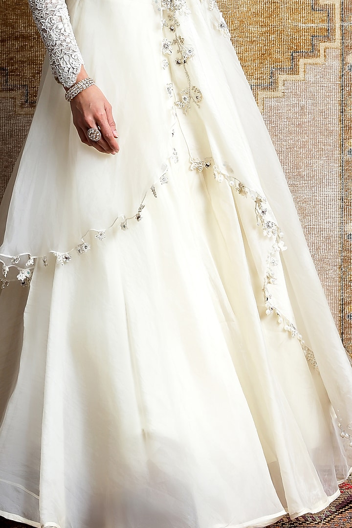 Ivory Hand & Machine Embroidered Wedding Lehenga Set by Ridhima Bhasin at Pernia's Pop Up Shop