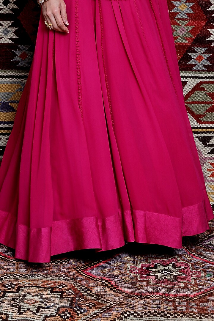 Fuchsia Hand Embroidered Wedding Anarkali Set by Ridhima Bhasin at Pernia's Pop Up Shop