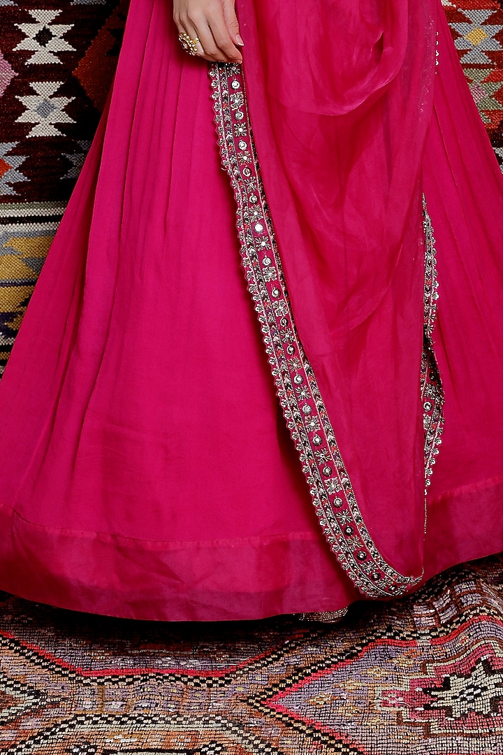 Fuchsia Embroidered Wedding Anarkali Set by Ridhima Bhasin at Pernia's Pop Up Shop