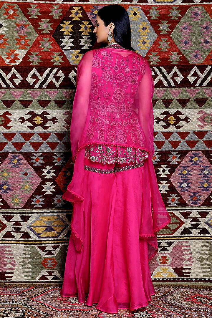 Fuchsia Tulle Bridal Sharara Set by Ridhima Bhasin at Pernia's Pop Up Shop