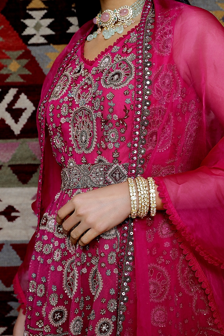 Fuchsia Tulle Bridal Sharara Set by Ridhima Bhasin at Pernia's Pop Up Shop