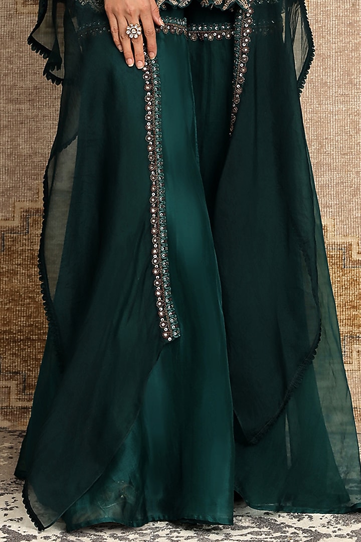 Green Tulle Bridal Sharara Set by Ridhima Bhasin at Pernia's Pop Up Shop