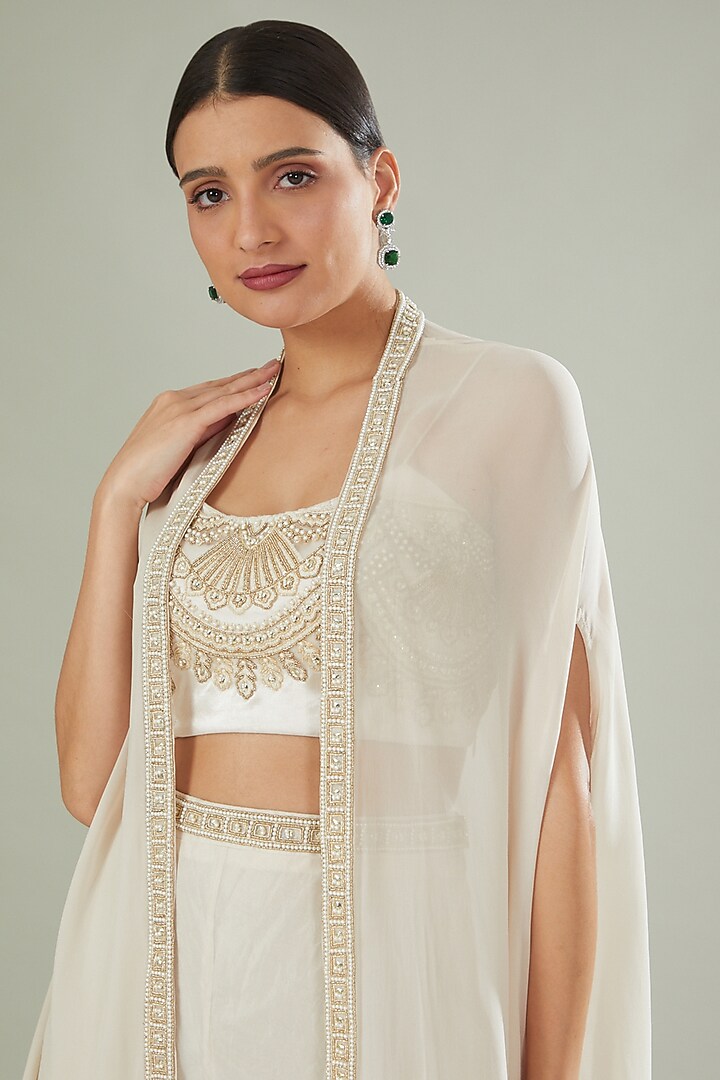 White Organza Jacket Set by Ridhima Bhasin at Pernia's Pop Up Shop