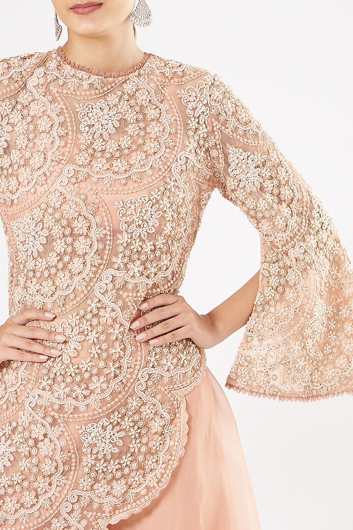 Light Rose Pink Embroidered Kurta Set by Ridhima Bhasin at Pernia's Pop Up Shop