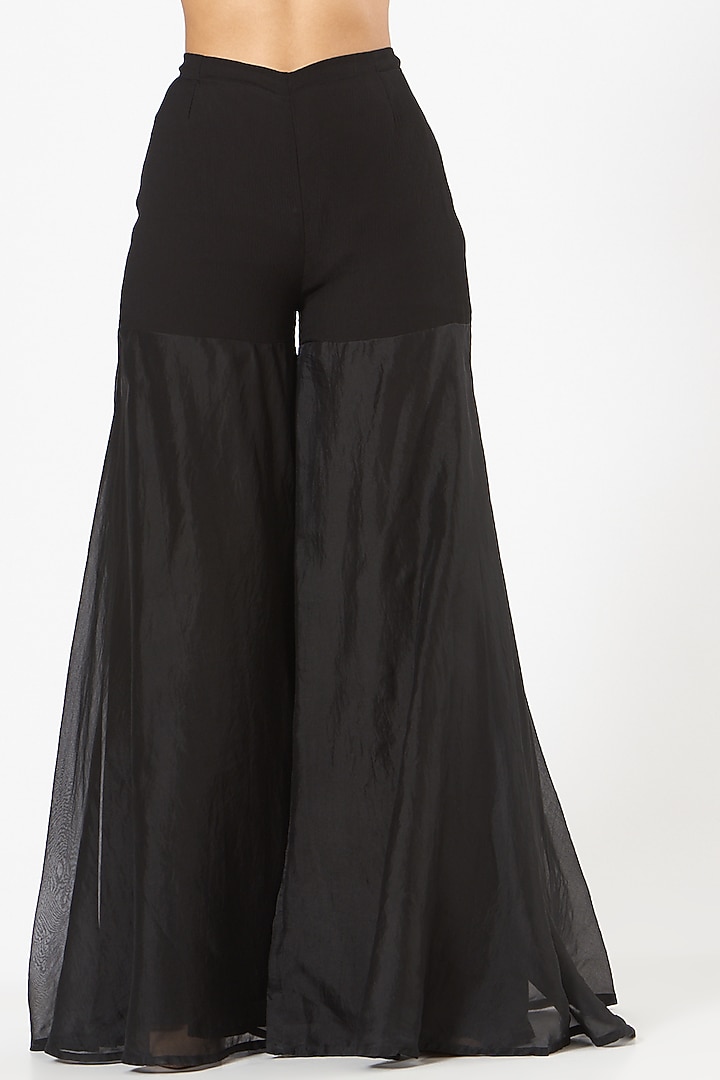 Black Organza Draped Pant Wedding Saree Set by Ridhima Bhasin at Pernia's Pop Up Shop