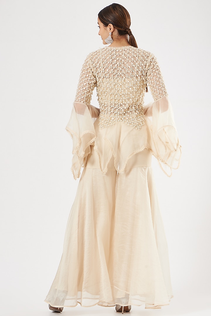 Ivory Organza Wedding Sharara Set by Ridhima Bhasin at Pernia's Pop Up Shop