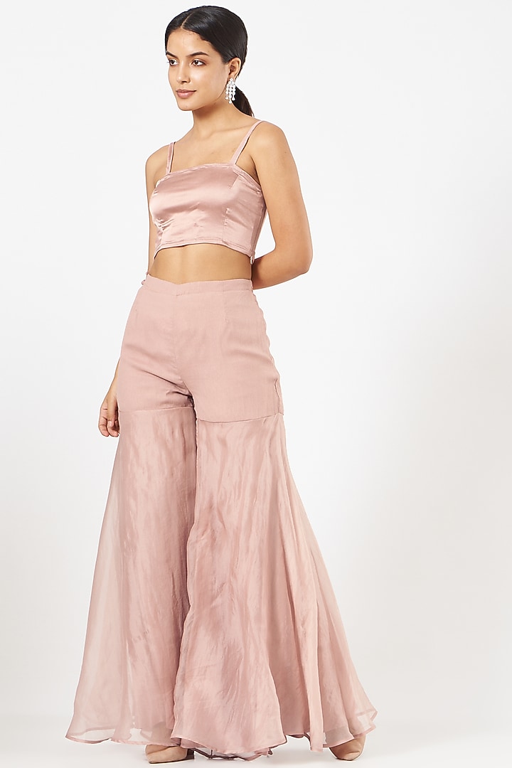 Blush Pink Organza Wedding Sharara Set by Ridhima Bhasin at Pernia's Pop Up Shop