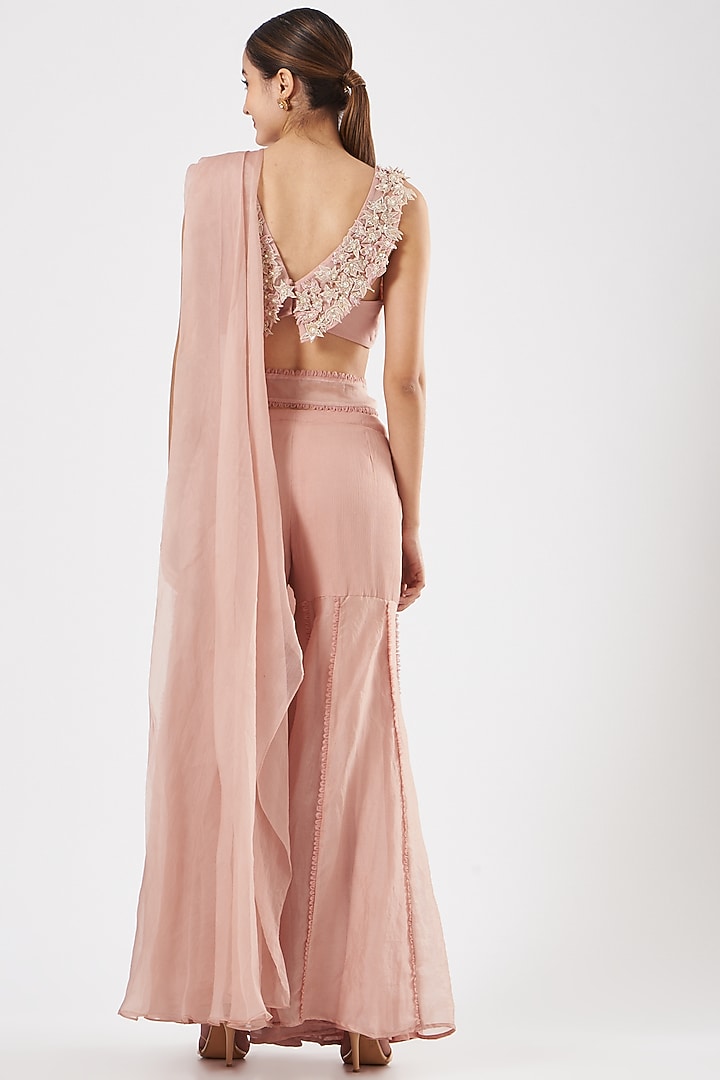 Blush Pink Georgette High-Waisted Wedding Sharara Set by Ridhima Bhasin at Pernia's Pop Up Shop