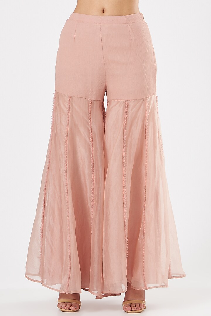 Blush Pink Georgette High-Waisted Wedding Sharara Set by Ridhima Bhasin at Pernia's Pop Up Shop
