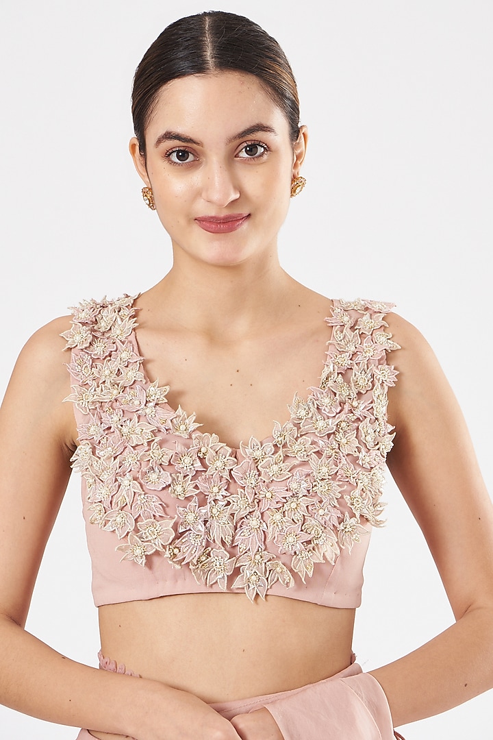 Blush Pink Georgette High-Waisted Wedding Sharara Set by Ridhima Bhasin at Pernia's Pop Up Shop
