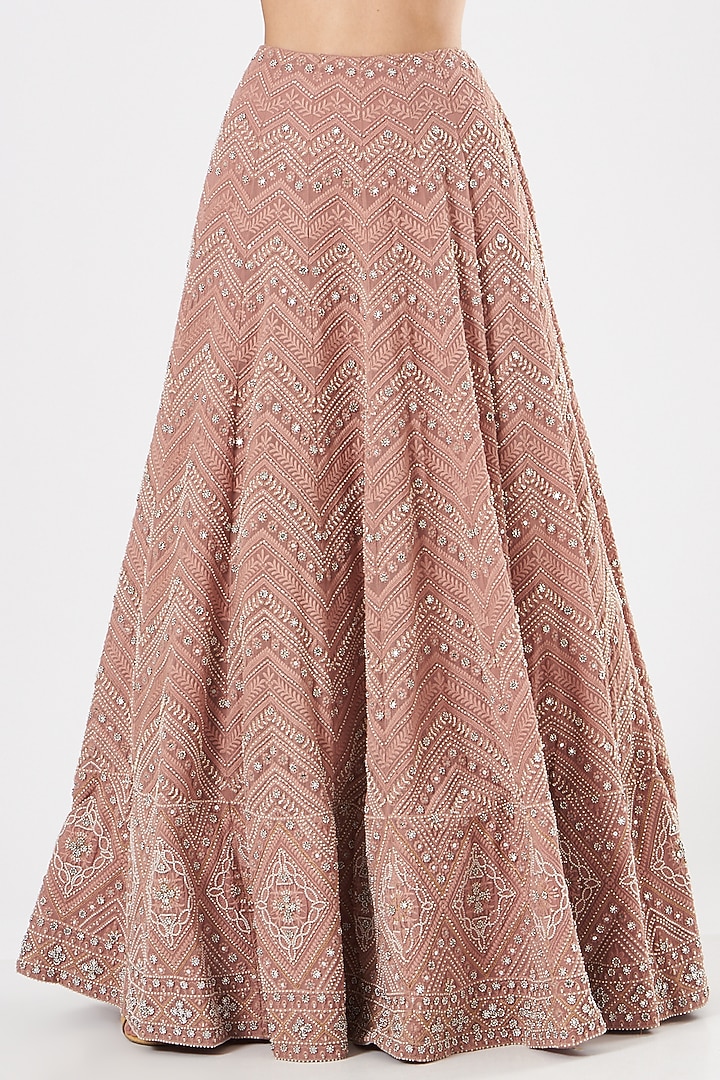 Coral Embroidered Bridal Lehenga Set by Ridhima Bhasin at Pernia's Pop Up Shop