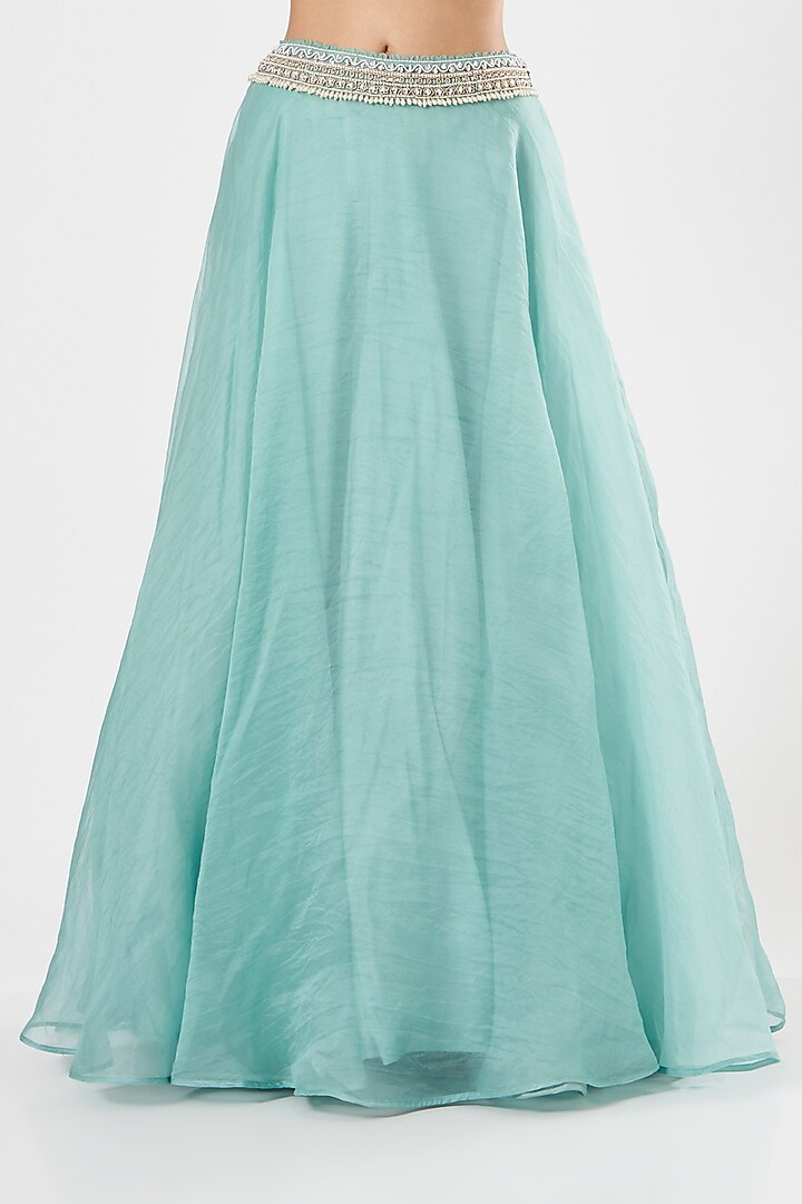 Sky Blue Embroidered Wedding Lehenga Set by Ridhima Bhasin at Pernia's Pop Up Shop