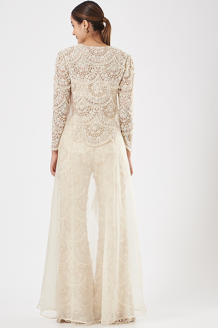 Ivory Organza Pant Set by Ridhima Bhasin at Pernia's Pop Up Shop