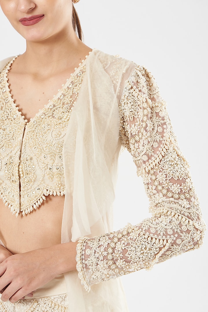 Ivory Organza Pant Set by Ridhima Bhasin at Pernia's Pop Up Shop