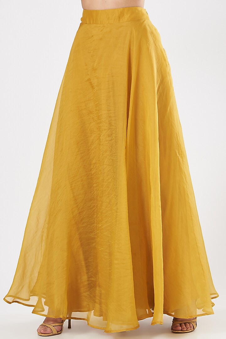 Sunshine Yellow Chiffon Layered Sharara Wedding Saree Set by Ridhima Bhasin at Pernia's Pop Up Shop