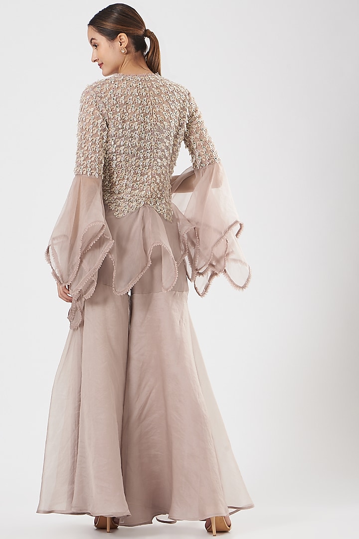 Blush Pink Wedding Sharara Set In Organza by Ridhima Bhasin at Pernia's Pop Up Shop
