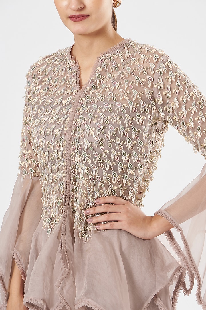 Blush Pink Wedding Sharara Set In Organza by Ridhima Bhasin at Pernia's Pop Up Shop