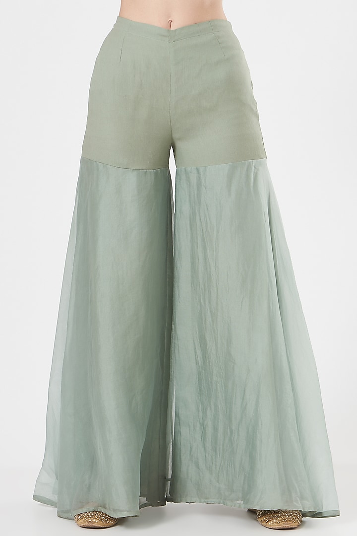 Aqua Green Organza Bridal Sharara Set by Ridhima Bhasin at Pernia's Pop Up Shop