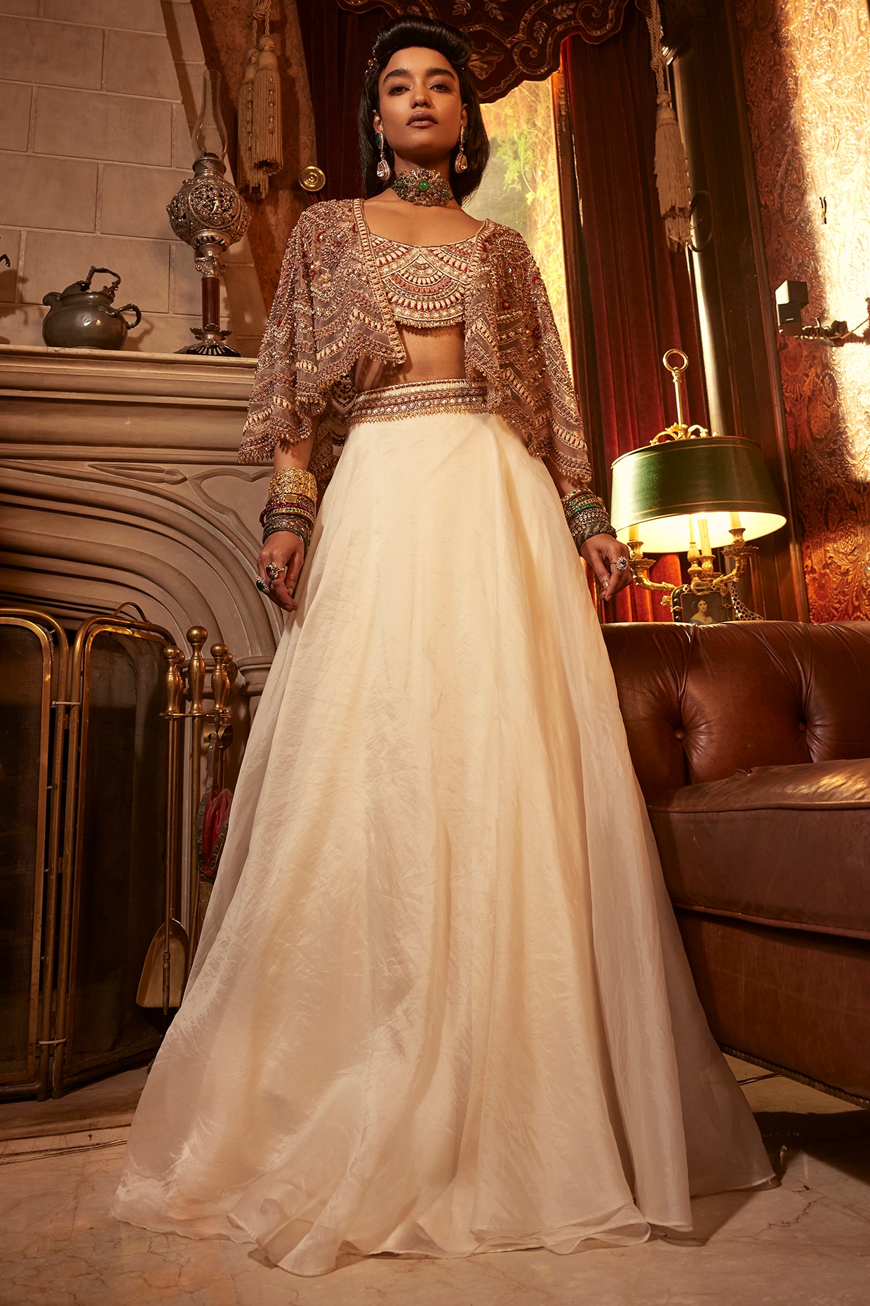 Ivory Organza Skirt Set by Ridhima Bhasin at Pernia s Pop Up Shop