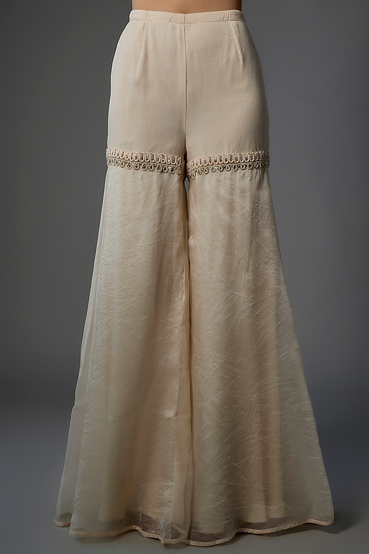 Ivory Organza & Tulle Wedding Sharara Set by Ridhima Bhasin at Pernia's Pop Up Shop