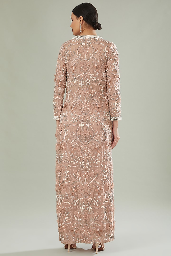 Baby Pink Organza Embroidered Cape Set by Ridhima Bhasin at Pernia's Pop Up Shop