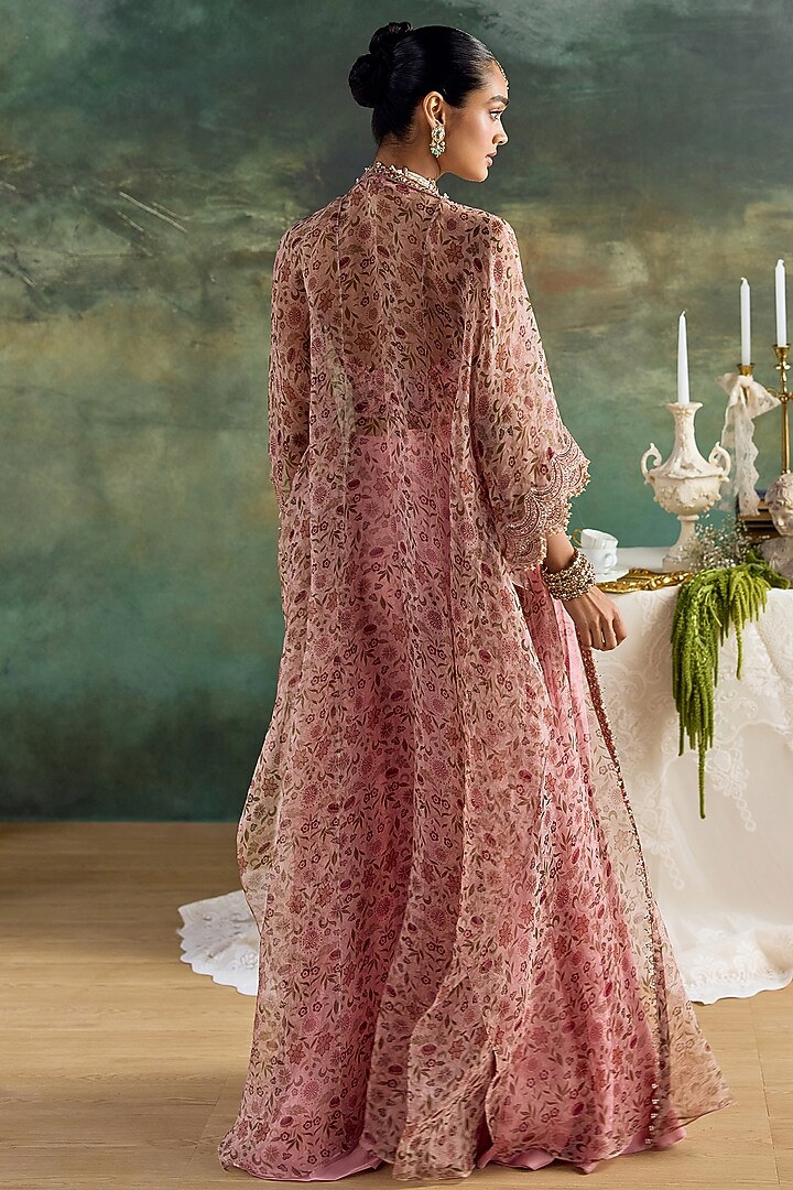 Petal Pink Habutai Silk Flared Pant Set by Ridhima Bhasin at Pernia's Pop Up Shop