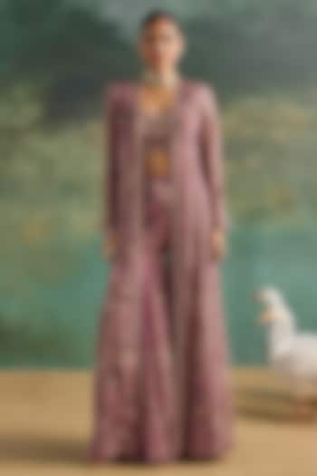 Petal Pink Chiffon Printed Wedding Sharara Set by Ridhima Bhasin at Pernia's Pop Up Shop