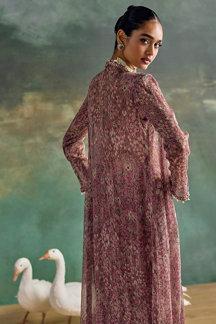 Petal Pink Chiffon Printed Wedding Sharara Set by Ridhima Bhasin at Pernia's Pop Up Shop