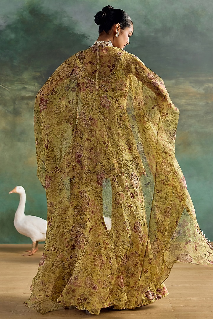 Citric Lemon Organza Printed Wedding Sharara Set by Ridhima Bhasin at Pernia's Pop Up Shop