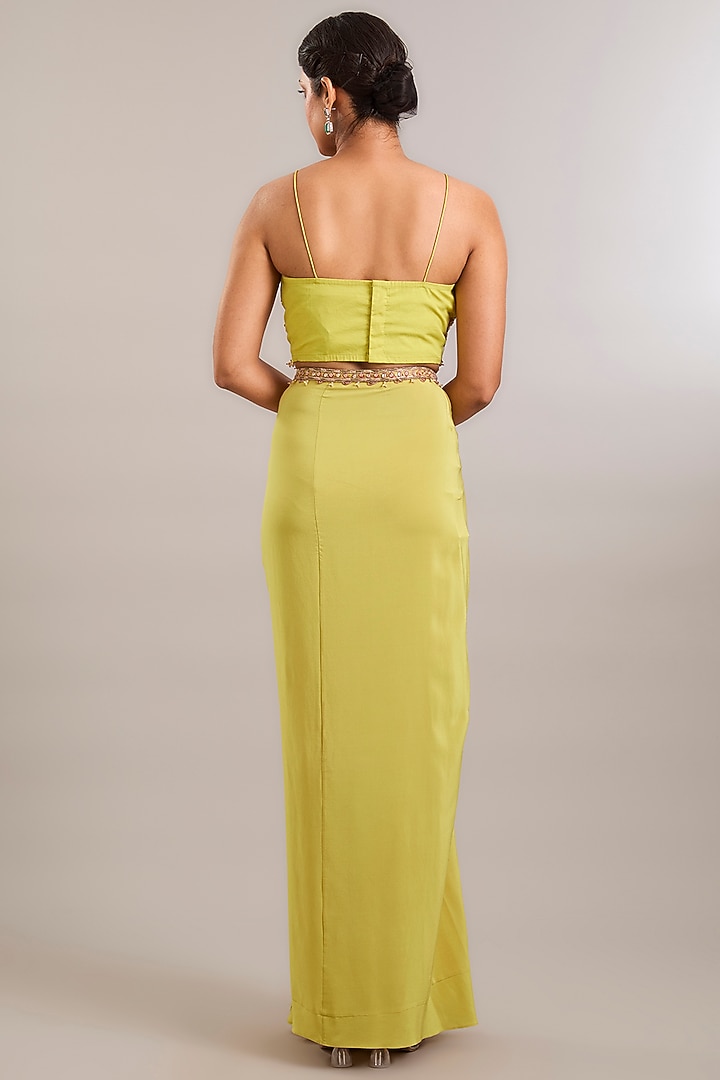 Citric Lemon Crepe Skirt Set by Ridhima Bhasin at Pernia's Pop Up Shop