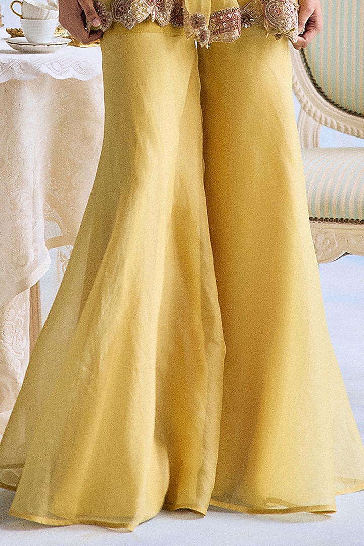 Citric Lemon Organza Hand Embroidered Bridal Sharara Set by Ridhima Bhasin at Pernia's Pop Up Shop