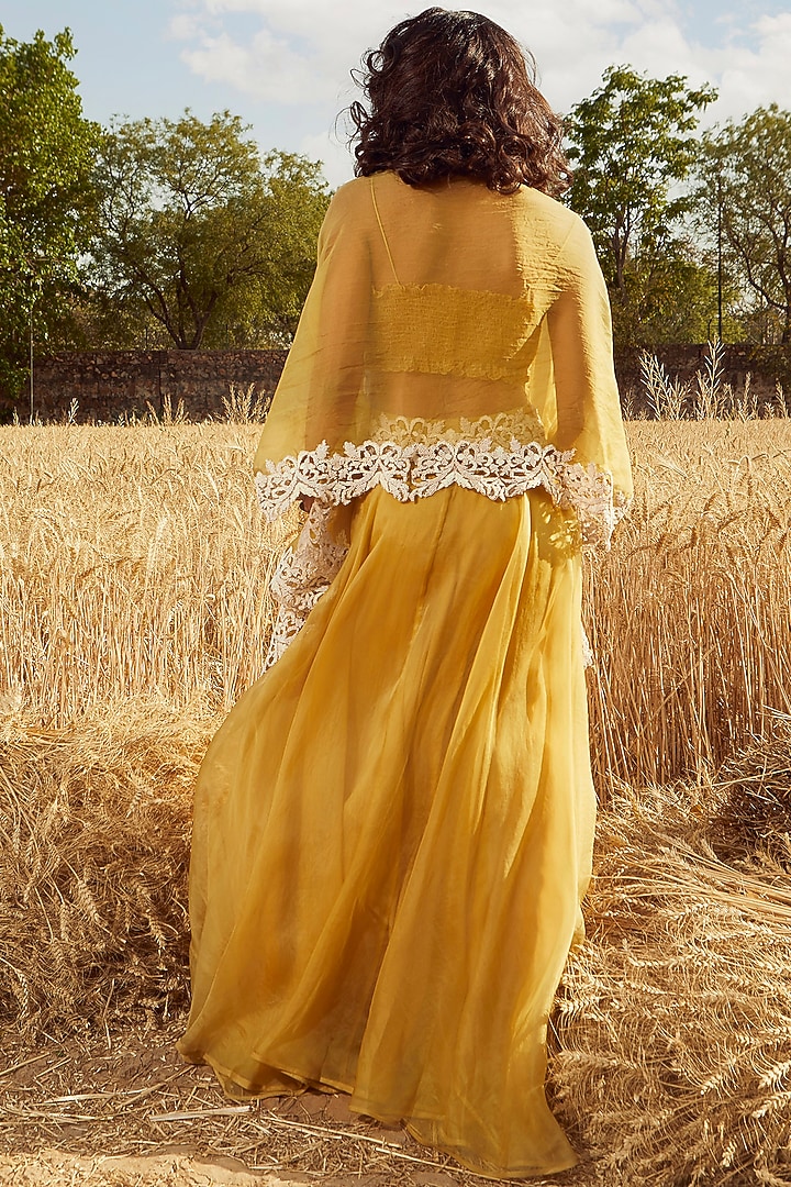 Mustard Hand Embroidered Wedding Lehenga Set by Ridhima Bhasin at Pernia's Pop Up Shop
